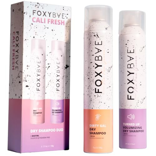 FoxyBae Cali Fresh Dry Shampoo Duo Kit – Dirty Gal & Turned Up Biotin-Infused Dry Shampoo – Instantly Refreshes Hair, Adds Volume, Absorbs Oil – For All Hair Types, Vegan & Cruelty-Free | Amazon (US)