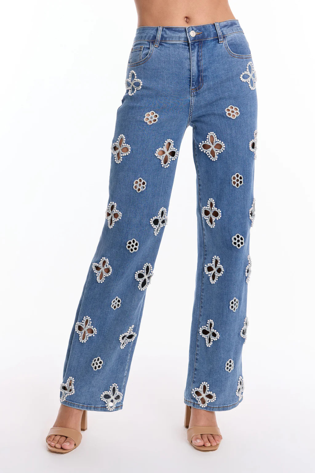 Kaia Pearl High Rise Jean - Medium Blue | The Noli Shop