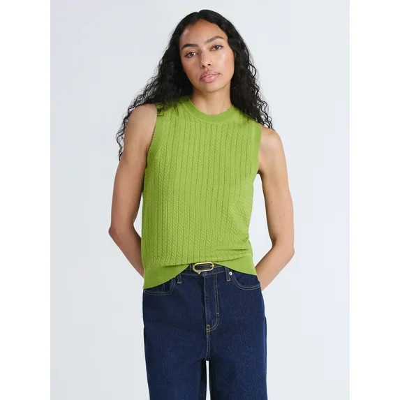 Free Assembly Women's Cozy Yarn Cable Sweater Shell, Sizes XS-XXL | Walmart (US)
