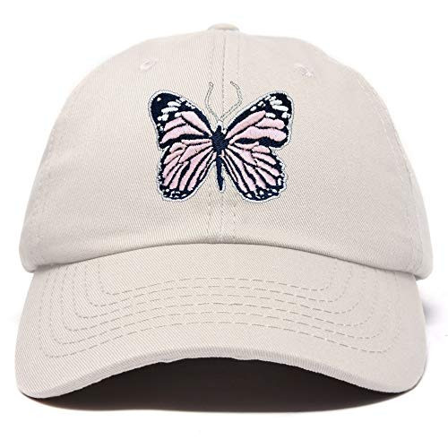 DALIX Pink Butterfly Hat Cute Womens Gift Embroidered Girls Cap in Beige | Amazon (US)