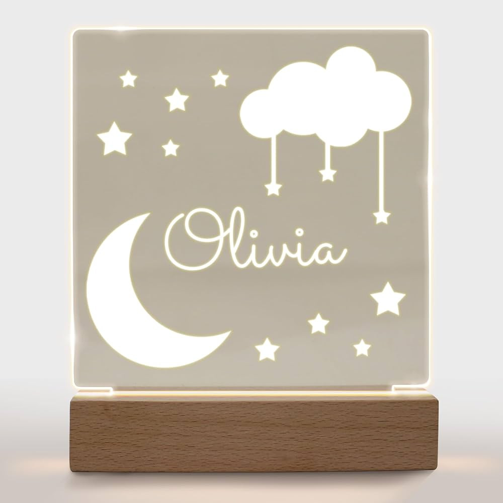 Personalized Night Light for Kids Girls Boys Customized Gifts for Baby Boy Bedroom Moon and Stars | Amazon (US)