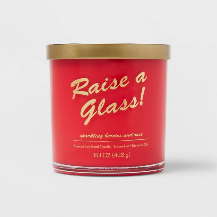 15.1oz Lidded Glass Jar 2-Wick Candle Raise a Glass - Opalhouse™ | Target