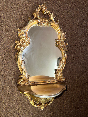 Vintage Dart Syroco Gold Ornate Wall Mirror Shelf Hollywood Regency 1970 | eBay US