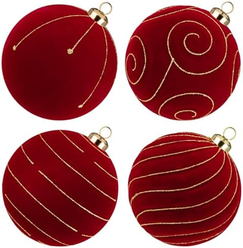 Velvet Christmas Ornaments Large Christmas Balls Ornaments 4.7" Burgundy Velvet Ornament for Chri... | Amazon (US)