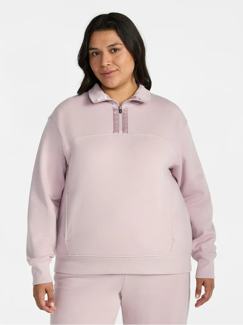 Avia Women's and Women's Plus Fleece Quarter Zip Pullover, Sizes XS-4X | Walmart (US)