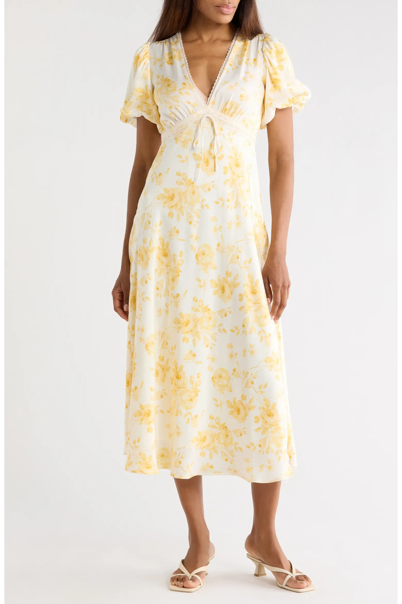 WAYF Puff Sleeve Midi Dress (Women) | Nordstromrack | Nordstrom Rack
