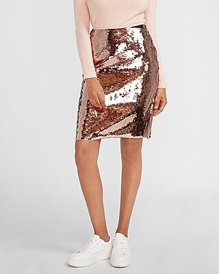 High Waisted Sequin Slip Skirt | Express