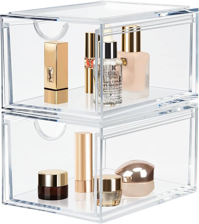 Amazon.com: Lilezbox Clear Stackable Cosmetic Organizer Drawers,Acrylic Plastic Storage Bins For ... | Amazon (US)