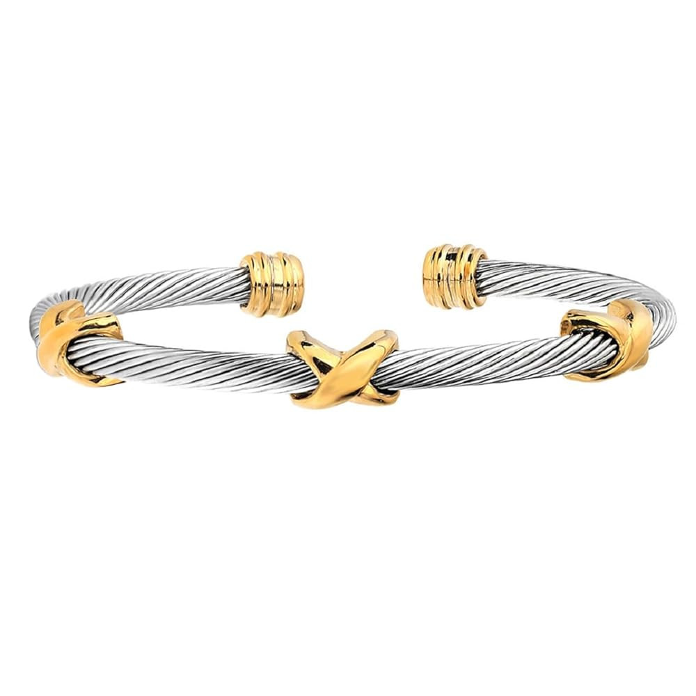 Adjustable Twist Stainless Steel Cable Wire 14K Gold Plated Endless Cycle Charm Bracelets Friends... | Amazon (US)