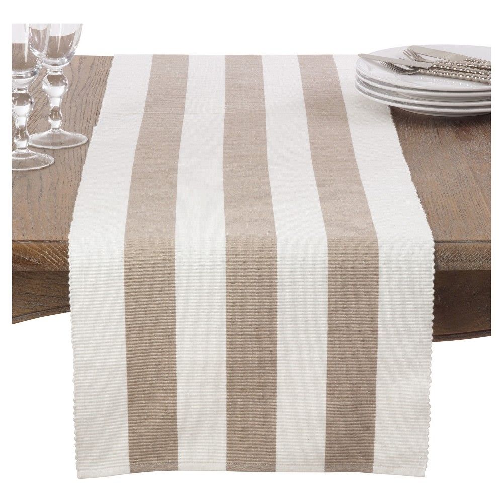 Taupe Classic Stripe Design Table Runner (16""x72"") - Saro Lifestyle | Target