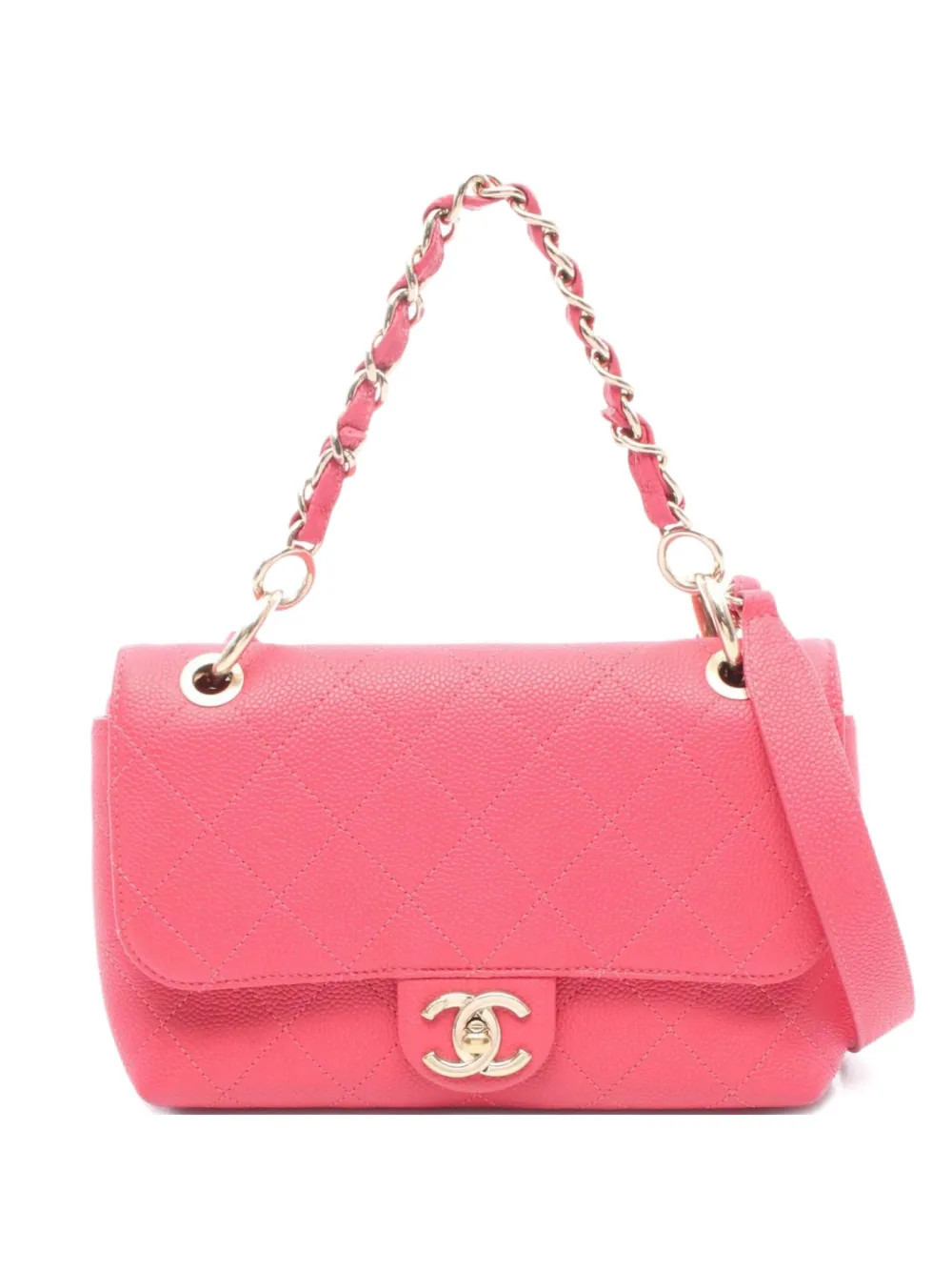 CHANEL Pre-Owned 2019 diamond-quilting chain shoulder bag - Pink | Farfetch Global