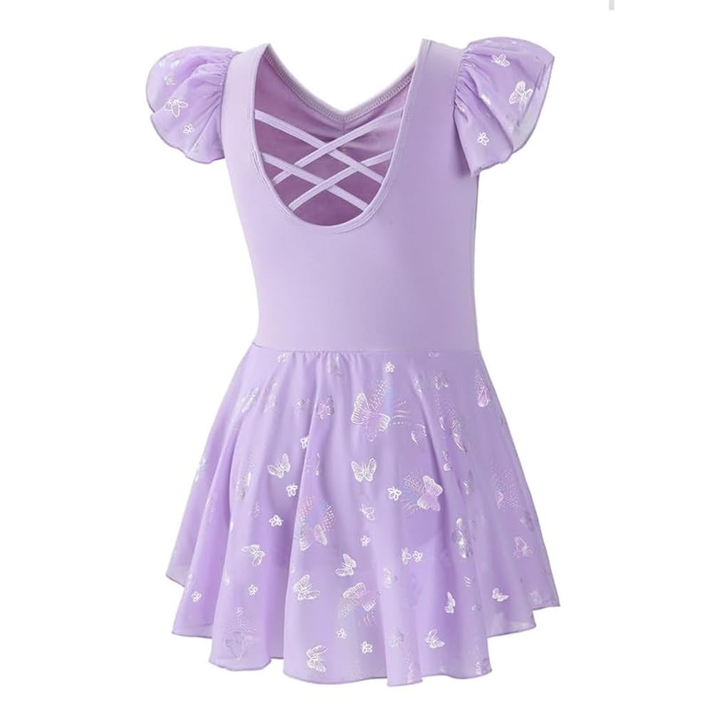 DIPUG Ballet Leotards for Girls with Skirt Shiny Toddler Dance Leotard Butterfly | Amazon (US)