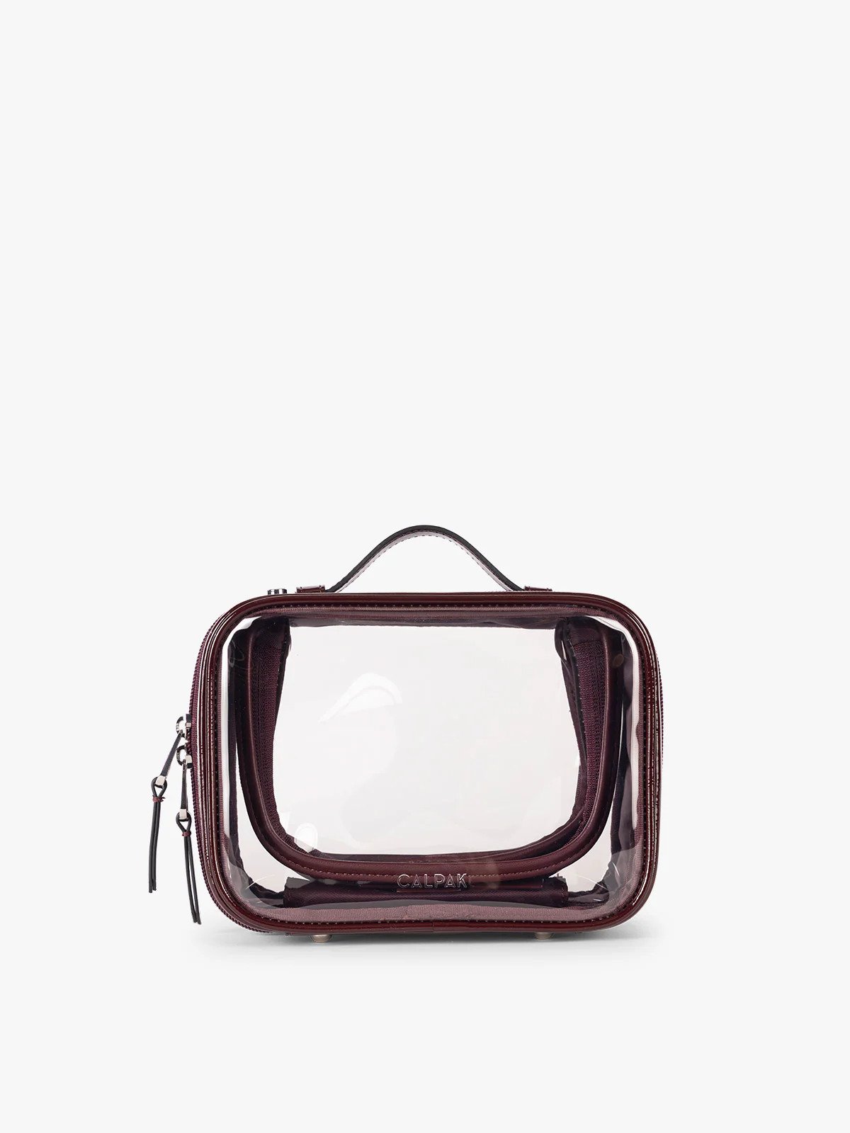Small Clear Cosmetics Case in Glazed Dark Cherry | CALPAK