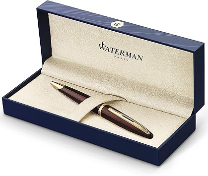 Waterman Carène Marine Amber Ballpoint Pen, High-Gloss Black with 23k Gold Clip, Medium Point wi... | Amazon (US)