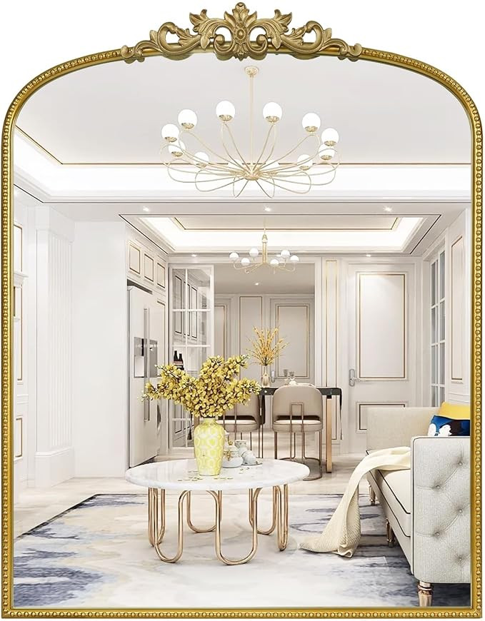 WallBeyond Gold Vintage Mirror for Vanity 28x36 Inch, Gold Antique Mirror with Ornate Frame, Arch... | Amazon (US)