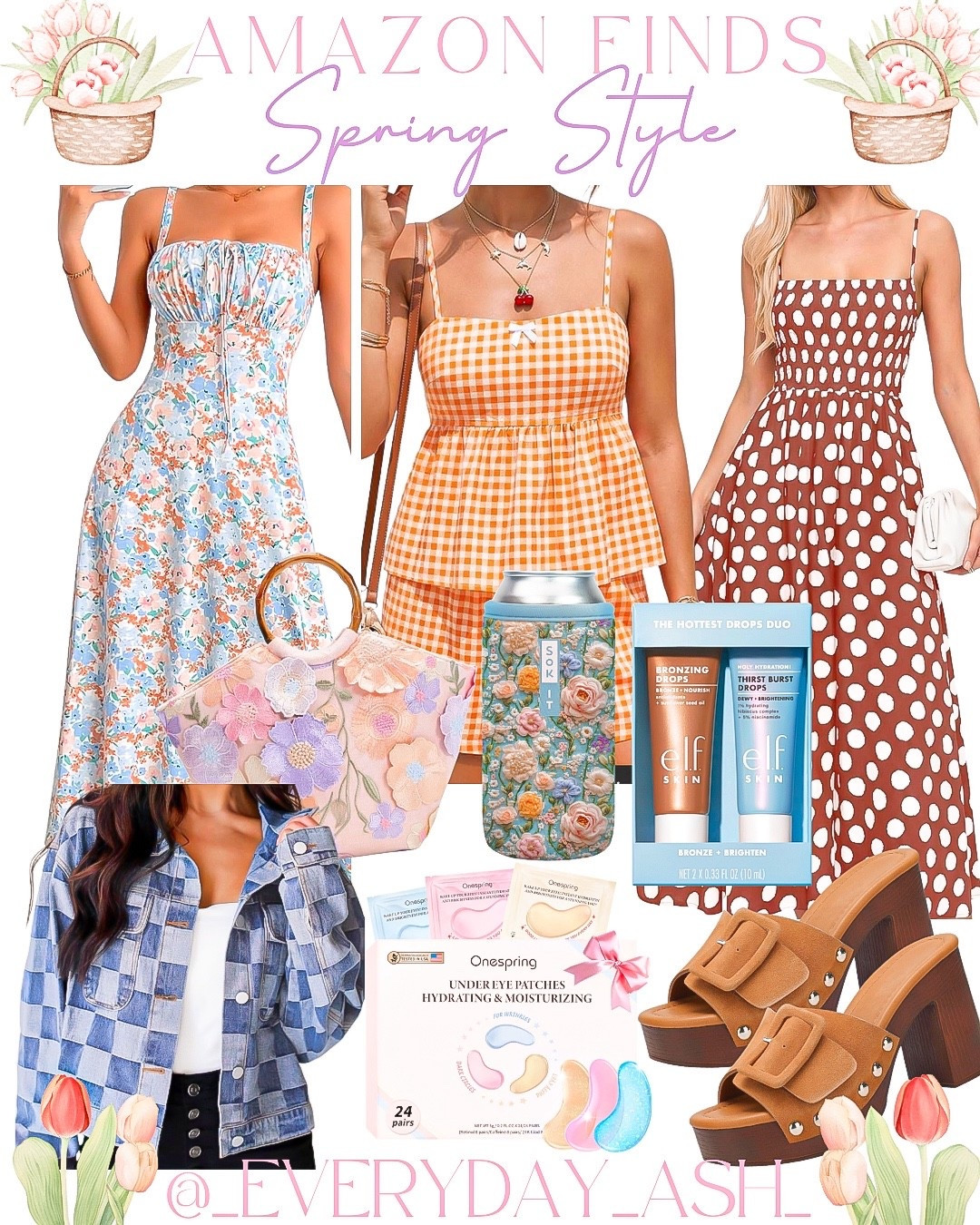 Amazon // spring finds 💛

Spring dress, Amazon fashion, orange gingham set, brown polka dot dress, denim jacket, eye patches, suede heels, clogs, koozie, floral handbag, Amazon beauty finds 

#LTKgrwm #LTKWedding #LTKootd