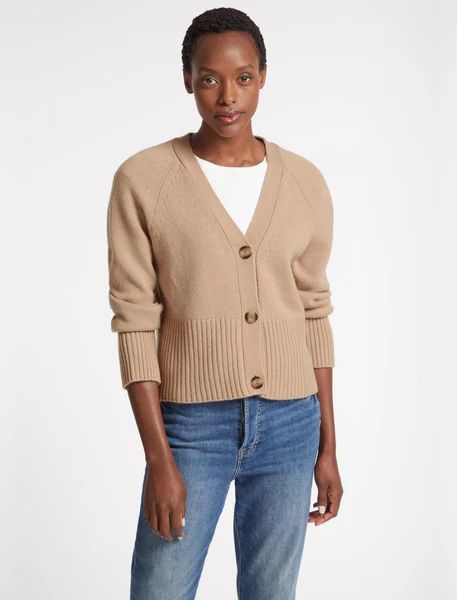 Courtney Cashmere Blend Cardigan - Camel | Cefinn