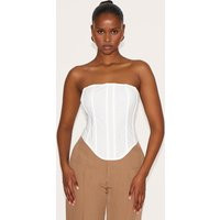White Linen Blend Boned Corset | PrettyLittleThing US
