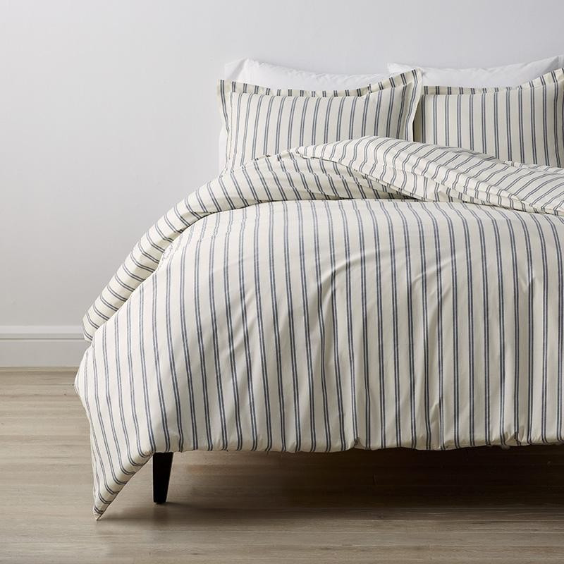 Narrow Stripe Company Cotton® Yarn-Dyed Percale Duvet Cover | The Company Store