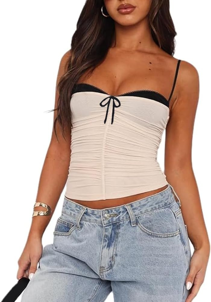 Women's Square Neck Halter Strappy Tube Top Y2k Sleeveless Off Shoulder T Shirts Backless Tight G... | Amazon (US)