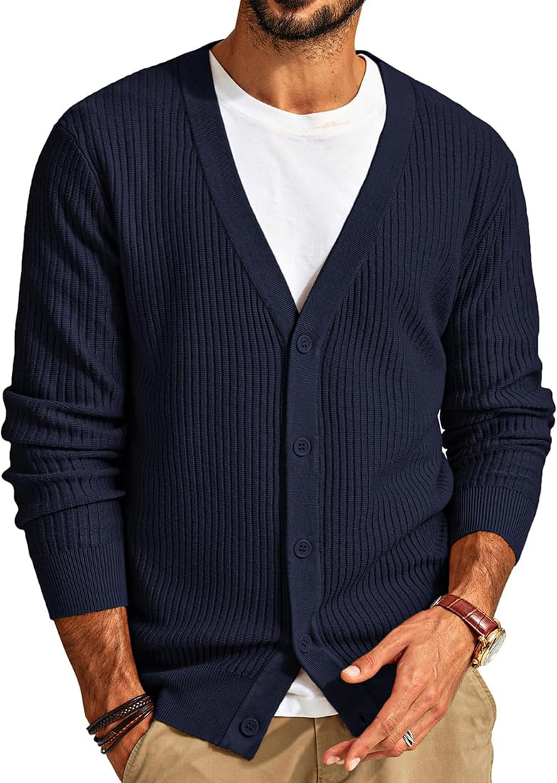 PJ PAUL JONES Men's Cardigan Sweaters Long Sleeve V-Neck Cardigans Slim Fit Casual Buttons Down R... | Amazon (US)