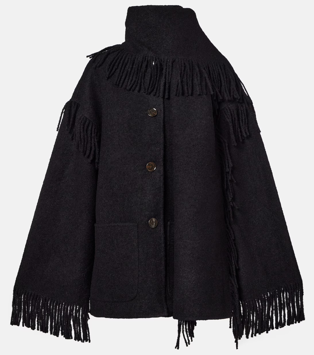 Fringed scarf-detail wool-blend jacket | Mytheresa (UK)
