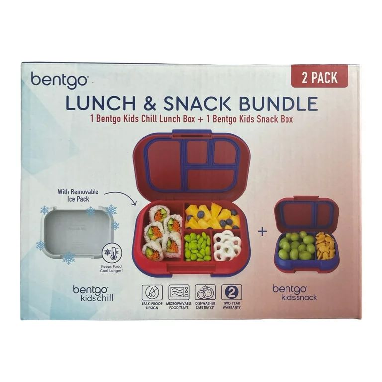 Bentgo Kids Chill Lunch & Snack Box with Removable Ice Pack, Red/Navy | Walmart (US)