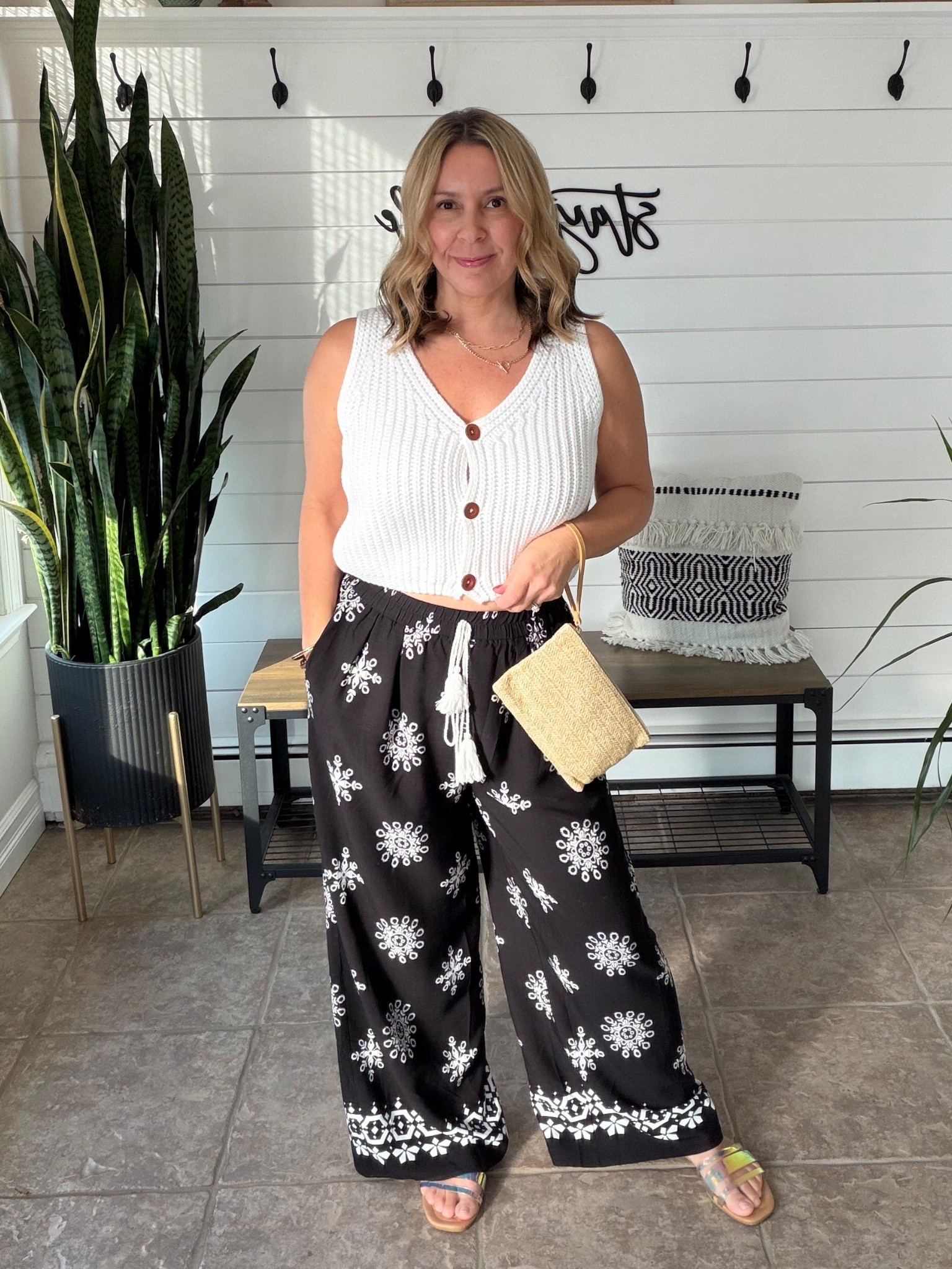 I’m wearing a medium in the Palazzo pants and the cropped sweater. vacation outfits beach

#LTKPetite #LTKTravel #LTKOver40