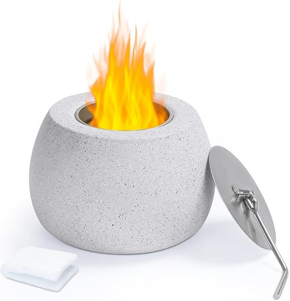 Babenest Table Top Fire Pit Bowl, Round Concrete Smokeless Tabletop Fireplace, Indoor Outdoor Por... | Amazon (US)