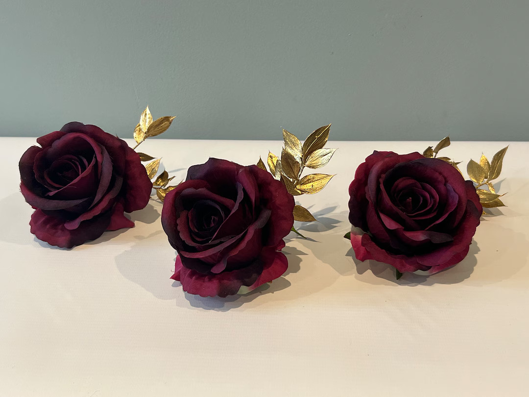 Red and Gold Christmas Tree Flowers - Etsy | Etsy (US)