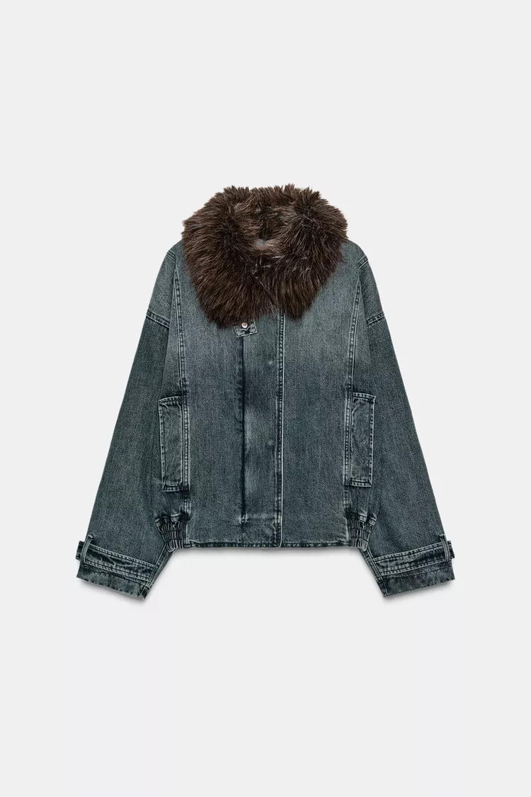 ZW COLLECTION DENIM BOMBER JACKET | Zara US