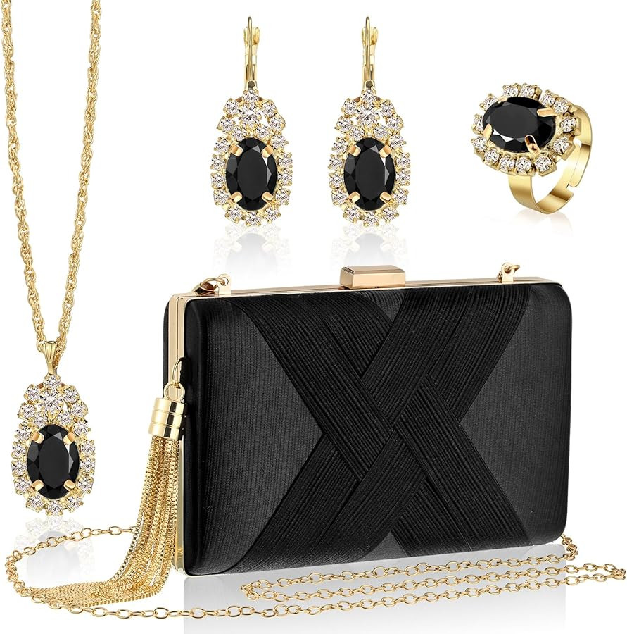 Quelay 4 Pcs Women Satin Clutch Purse Handbag, Amazon fashion  | Amazon (US)