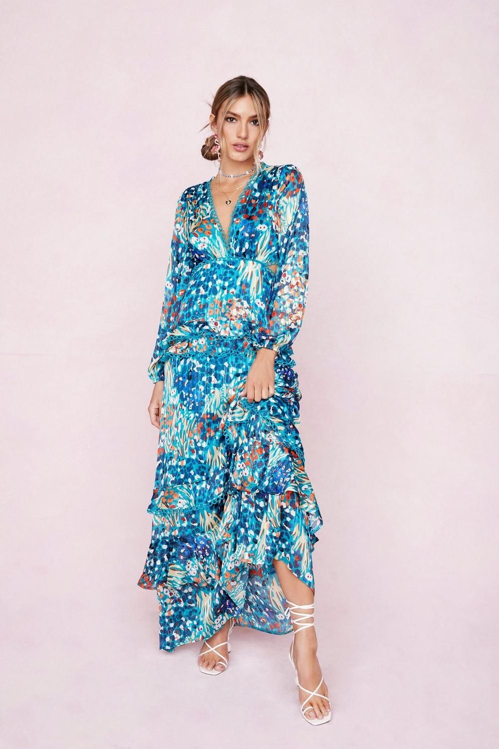 Abstract Cut Out Tiered Ruffle Maxi Dress | Nasty Gal (US)