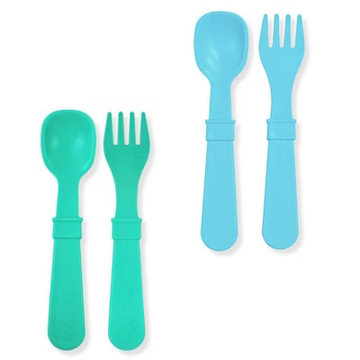Re-Play 4pc Recycled Fork and Spoon Set Aqua and Pool Blue | Target