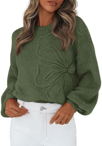 PRETTYGARDEN Womens Sweaters 2026 Fall Fashion Long Sleeve Crewneck Floral Knit Pullover Sweater ... | Amazon (US)
