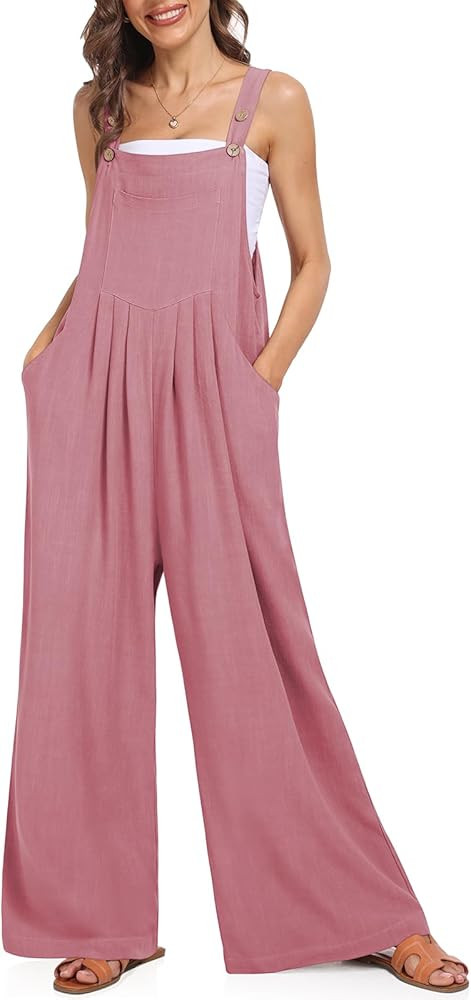 TARSE Overalls for Women Loose Fit Wide Leg Casual Jumpsuits Bib Spring Summer Rompers Linen Jump... | Amazon (US)