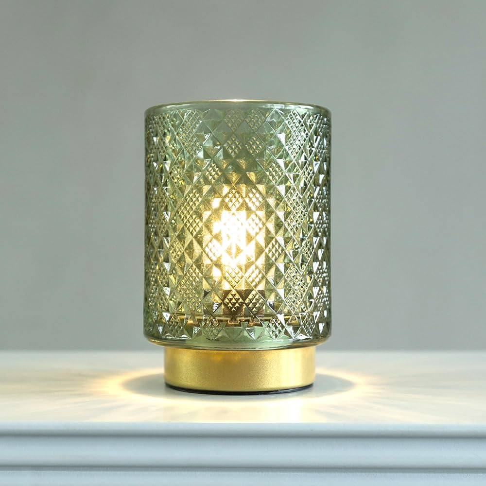 Battery Operated Lamp with Timer, Small Table Lamp with LED Bulb, Glass Cordless Lamps Beside Tab... | Amazon (US)