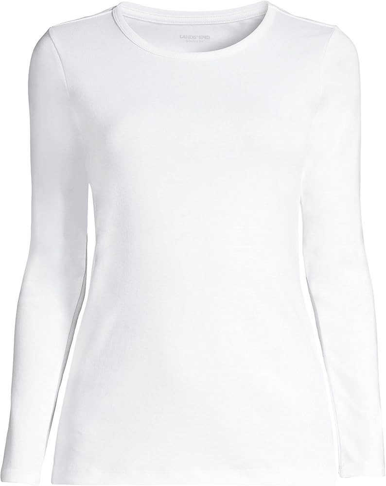 Lands' End Women's Cotton Rib Long Sleeve Crewneck T-Shirt | Amazon (US)