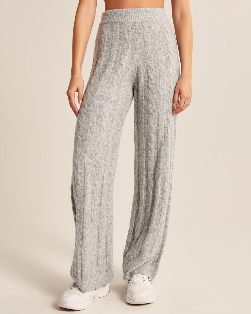 Cable Knit Wide Leg Sweater Pants | Abercrombie & Fitch (US)