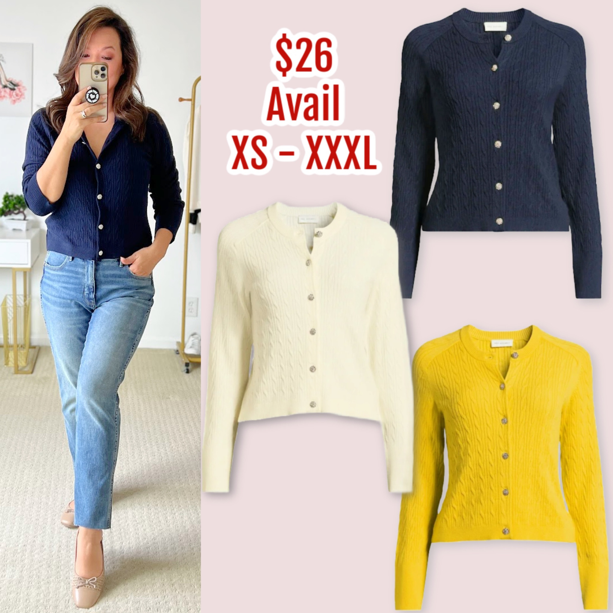 This cable knit cardigan sweater is a timeless classic that will never go out of style.  I love how the crystal embellishment buttons add a feminine touch to this wardrobe staple 😍

#LTKfindsunder50 #LTKmidsize #LTKover40