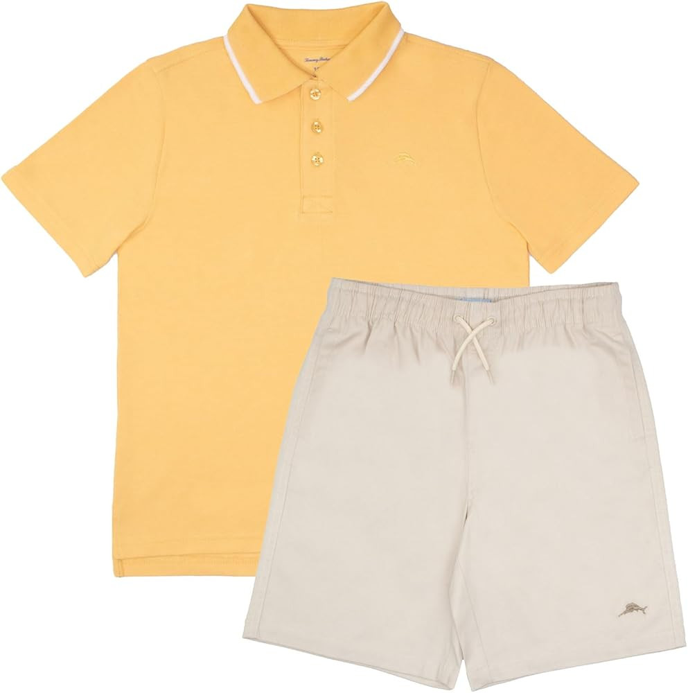 Tommy Bahama Boys Short Sleeve Classic Polo Shirt & Elastic Waist Shorts Set, Casual 2-Piece Back... | Amazon (US)