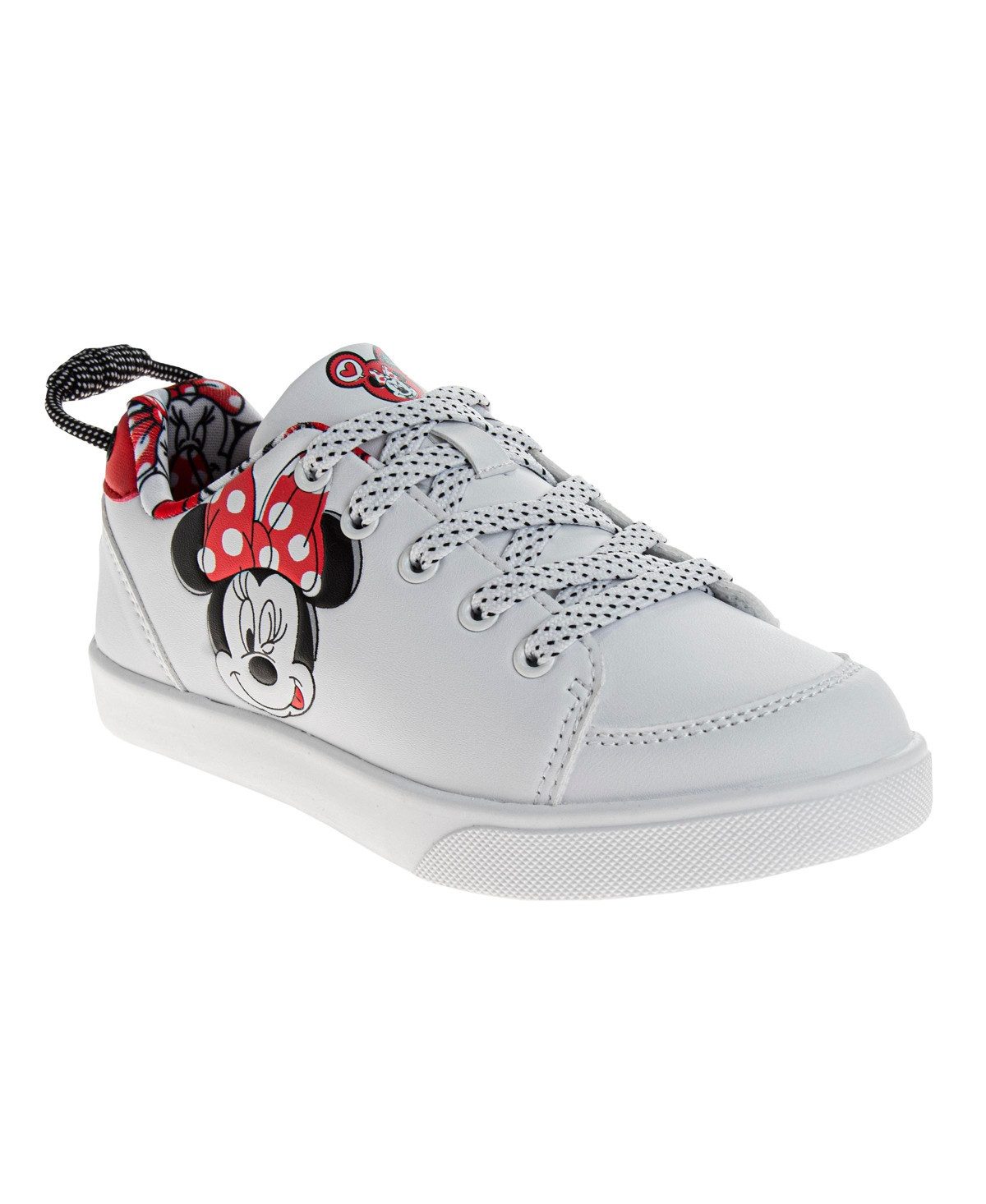 Disney Little and Big Girls Minnie Mouse Lace Up Sneakers - White/red | Macy's