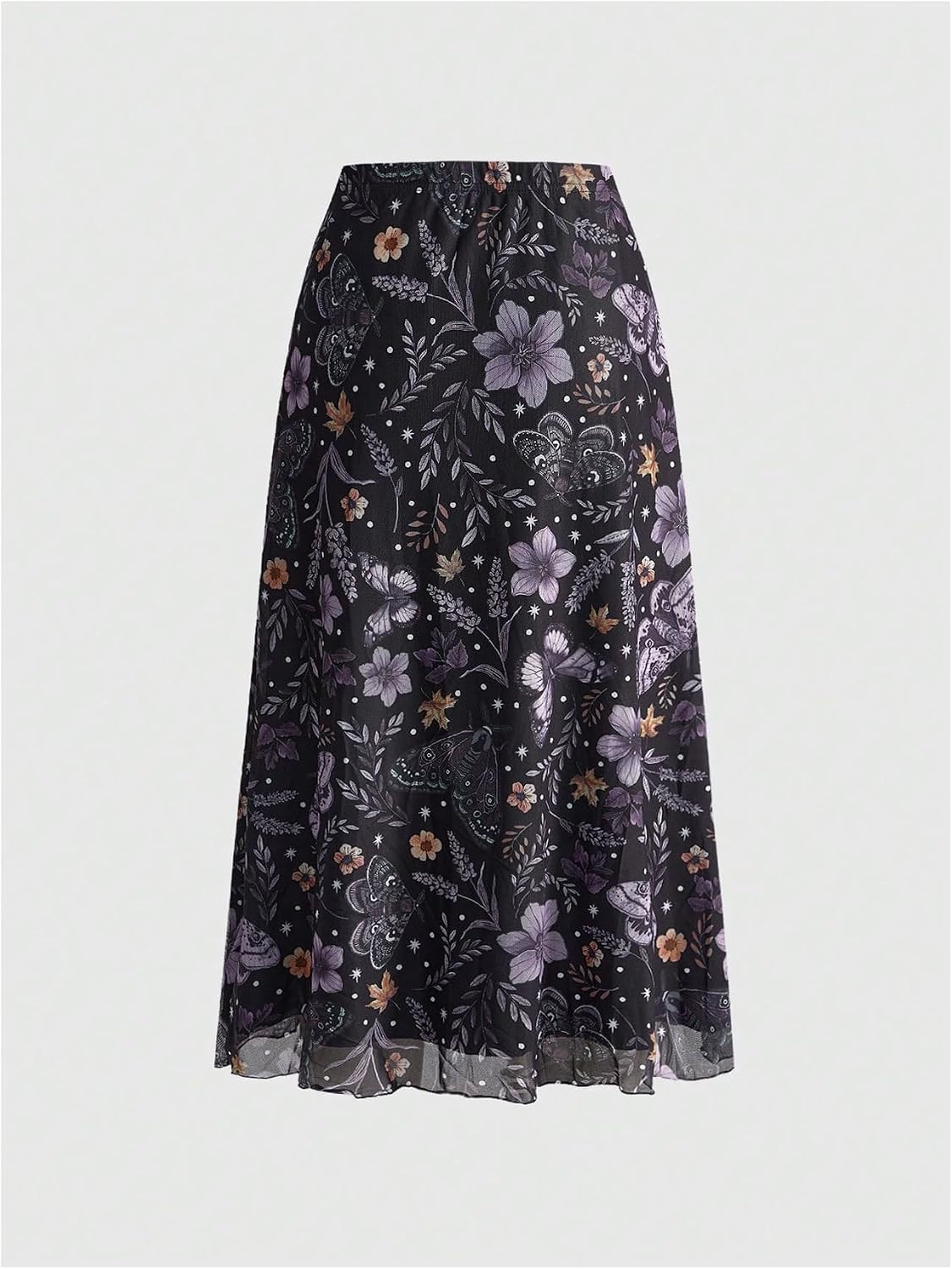 Milumia Women's Floral Mesh Midi Skirt Elastic A Line Whimsical Skirts | Amazon (US)