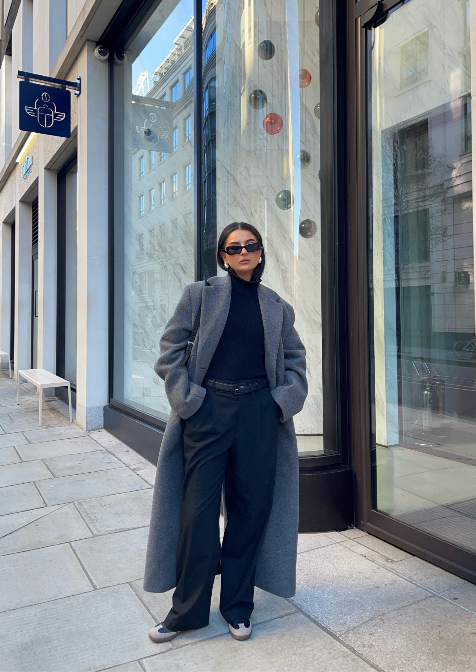 H&m, Zara, Uniqlo, Adidas, Fendi, Vestiaire collective, transitional outfit, transitional style, winter outfit, winter fashion, wool coat, grey coat, black top, turtleneck top, black trousers, wide leg trousers, Adidas sambas, Fendi baguette, winter outfit ideas, style inspiration 

#LTKSeasonal #LTKstyletip #LTKeurope
