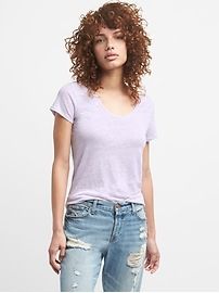 Short Sleeve Scoop Neck T-Shirt in Linen | Gap US