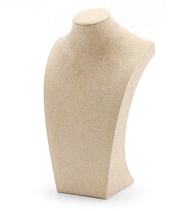 WERSHOW Beige Linen Necklace Bust Jewelry Display Stand Figure Jewelry Display Stand (20x11cm) | Amazon (US)