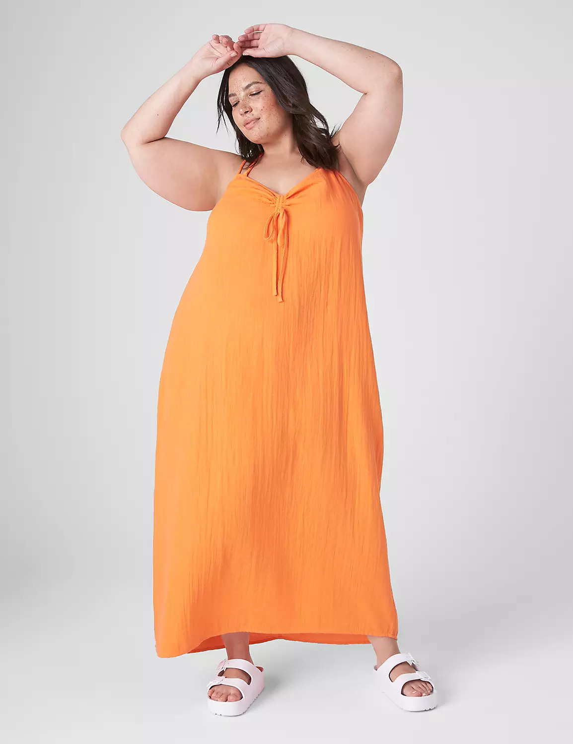 Ruched-Front Drawcord Maxi Coverup | LaneBryant | Lane Bryant (US)