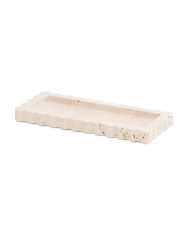5x12 Solid Travertine Scalloped Edge Tray | TJ Maxx
