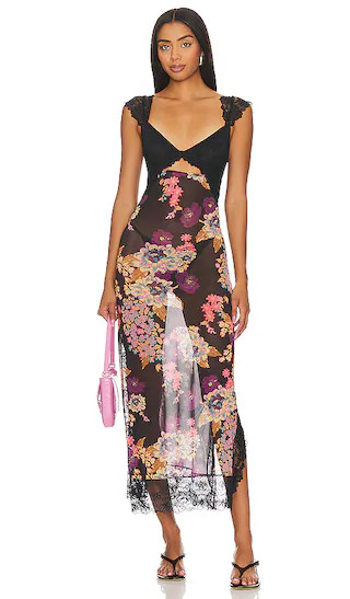 x Intimately FP Suddenly Fine Maxi Slip in Black Combo | Revolve Clothing (Global)