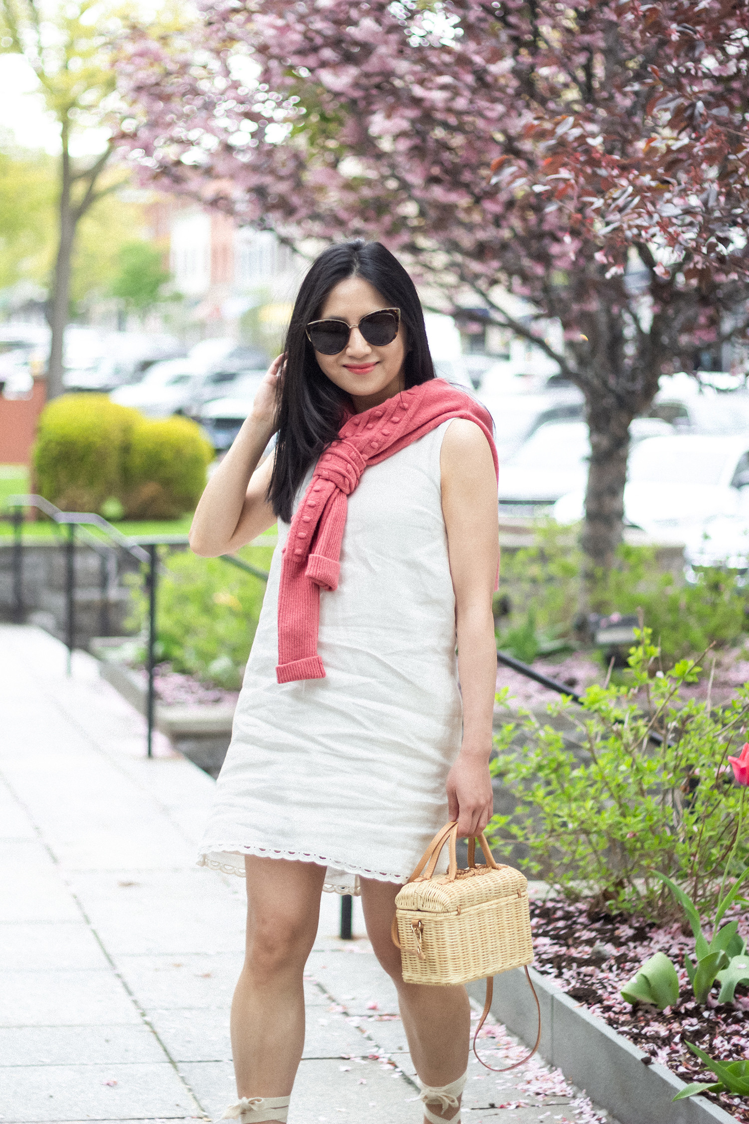 A prep touch to the classic shift dress: the sweater wrap is also a great way to incorporate color 

 #LTKootd #LTKSeasonal #LTKPetite
